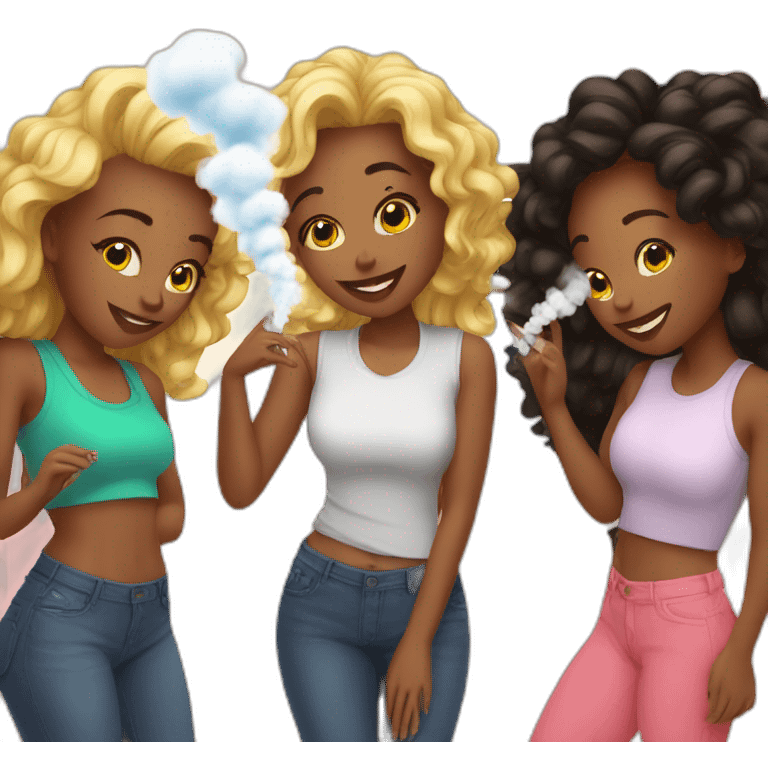 3 girls thogether who vape emoji