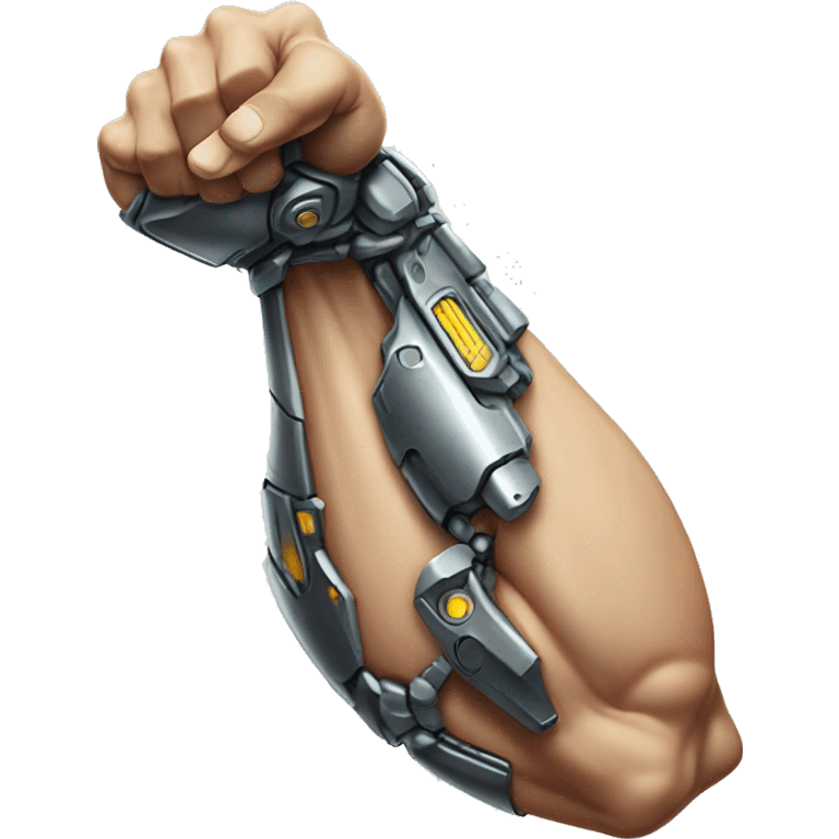 Cyborg arm only flexing bicep and shoulder emoji