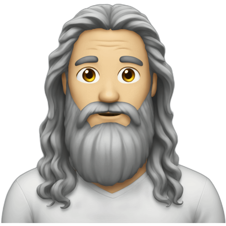 man long hair and long beard beard emoji