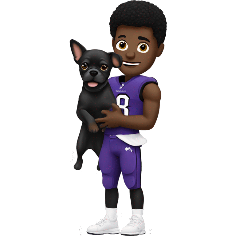 Lamar Jackson with a dog in his hand emoji