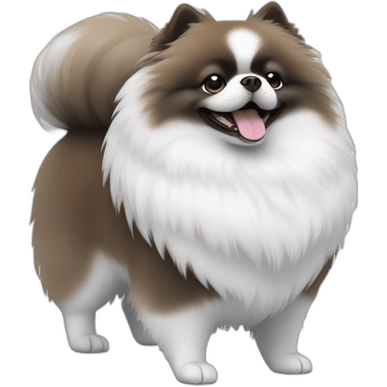 black white but white face overweight pomeranian whitout brown just use gray, white,black emoji