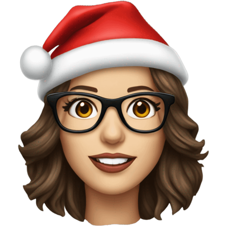 Kate Beckinsale with glasses  and santa hat emoji