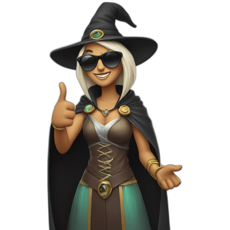 Sorceress wearing sunglasses and giving a thumbs up emoji