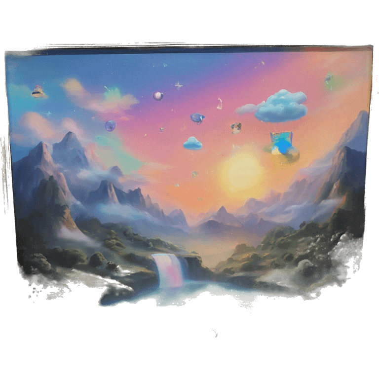 dreamland picture painting holographic in frame  emoji