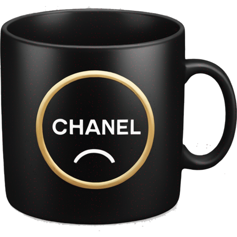 Black mug with chanel sign on  emoji