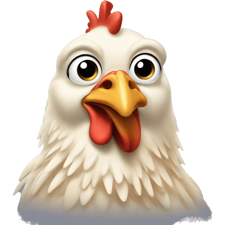 A chicken with three noses emoji