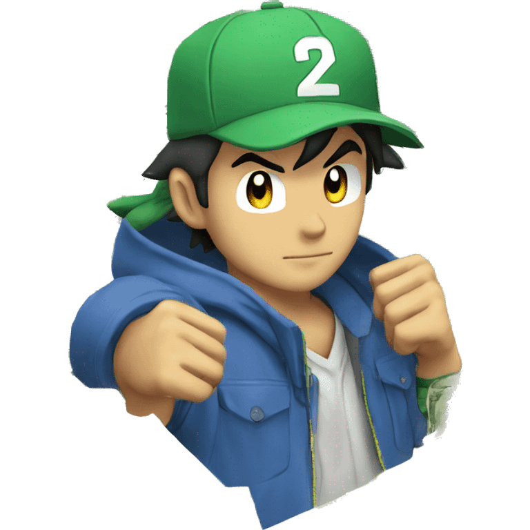 Ash Ketchum with dollar bills emoji