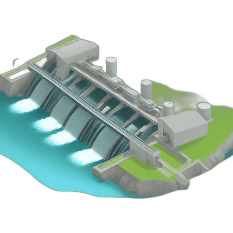 hydropower station;，isometric view emoji