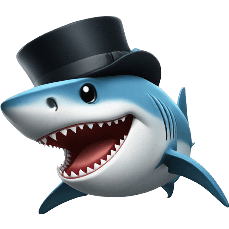 Shark with a top hat emoji