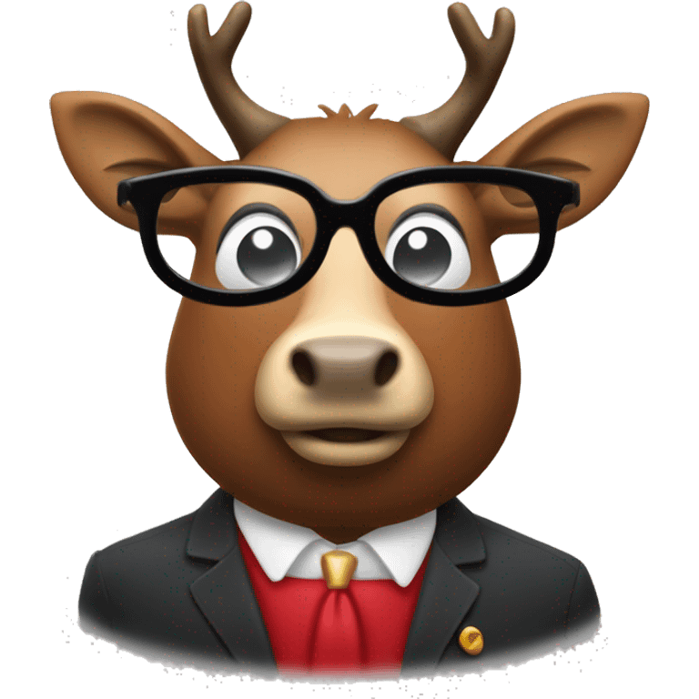 Un cerf rouge avec un monocle emoji