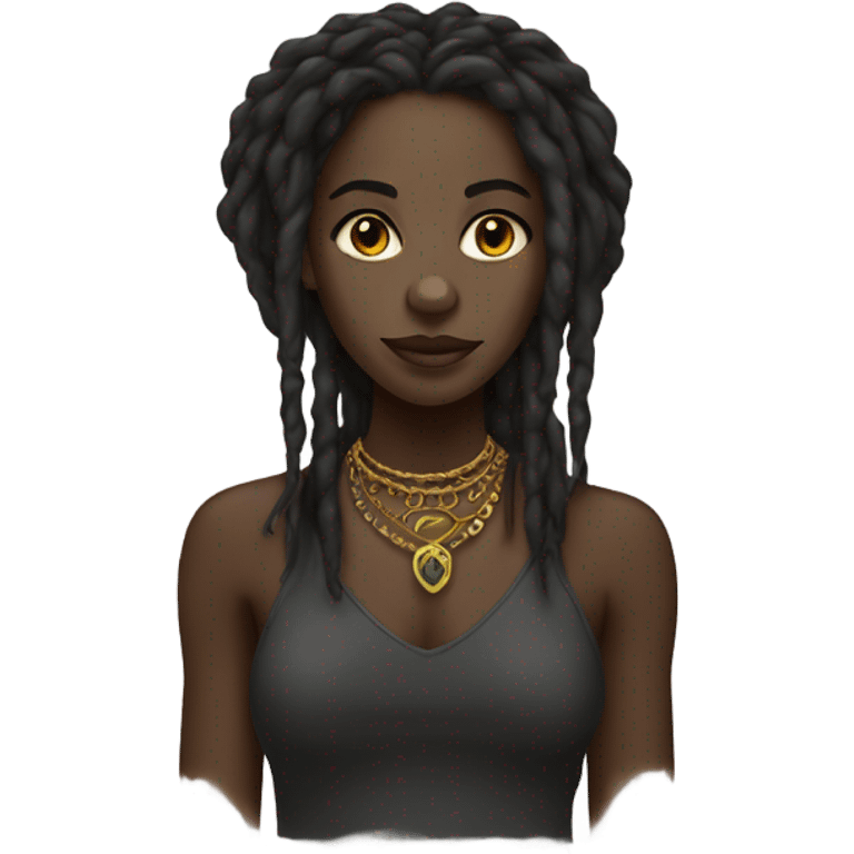 dark-skinned girl with dreadlocks jewelry emoji