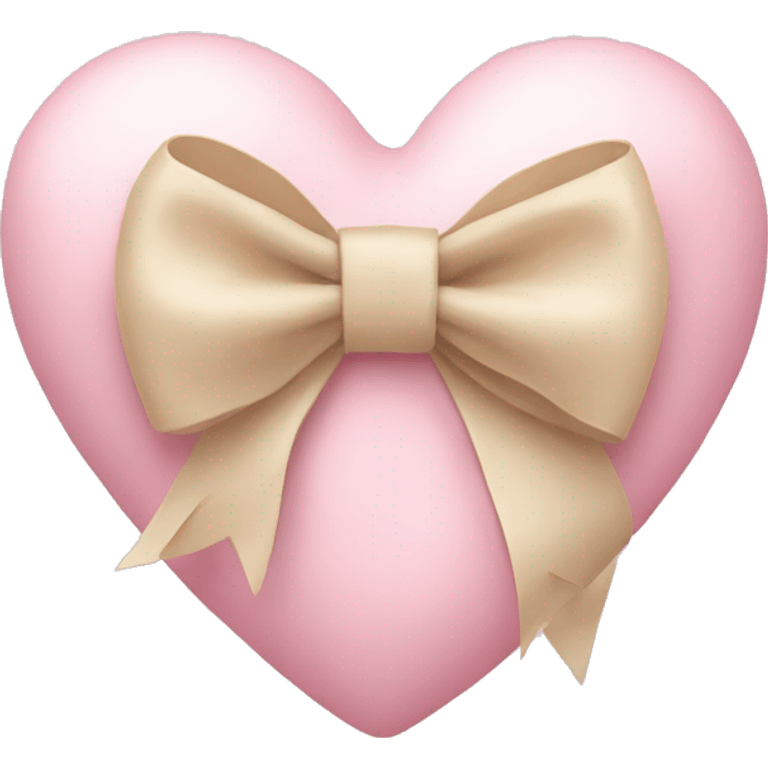 Pastel pink heart with beige bow  emoji