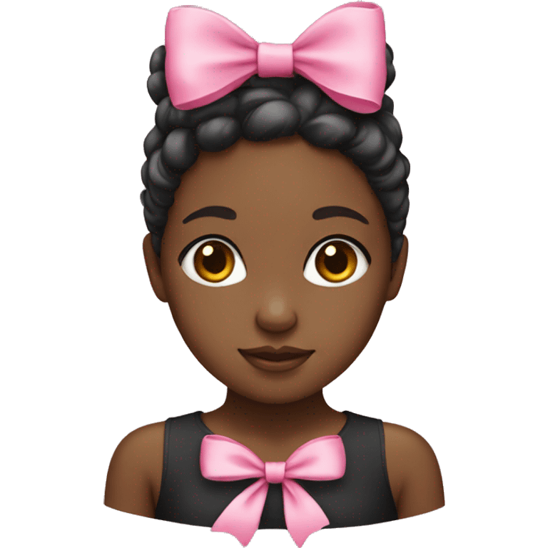 Black girl with pink bow emoji