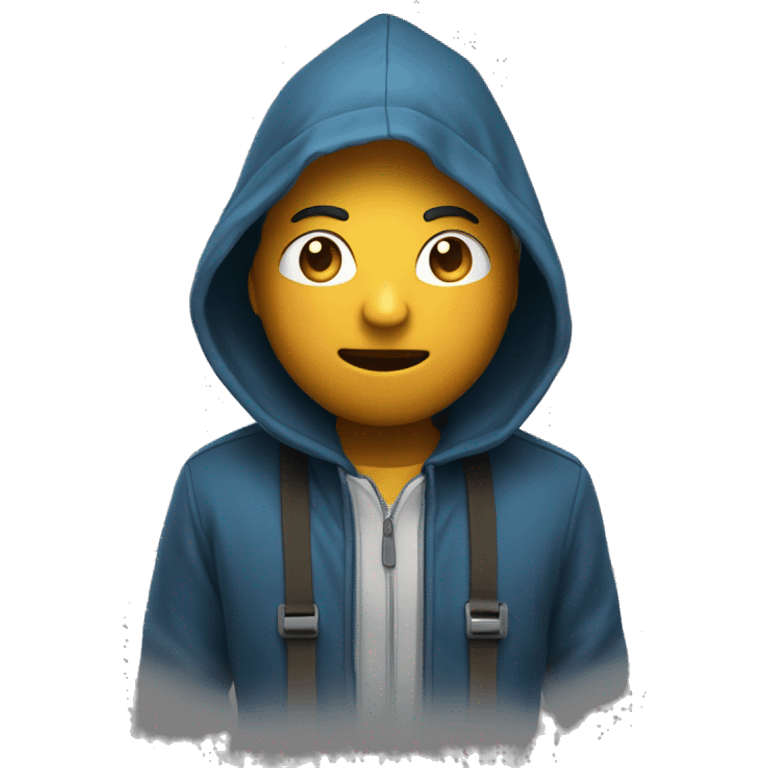 un garcon entrain de stream avec sa capuche emoji