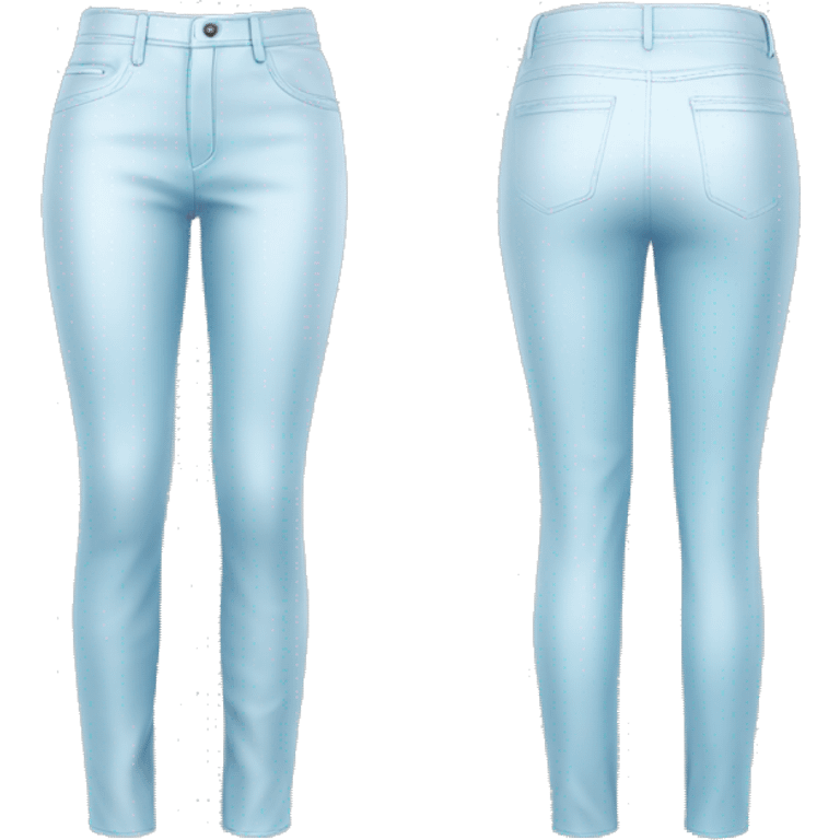 Realistic isolated side view pair of womens  white to sky blue leather pants. emoji