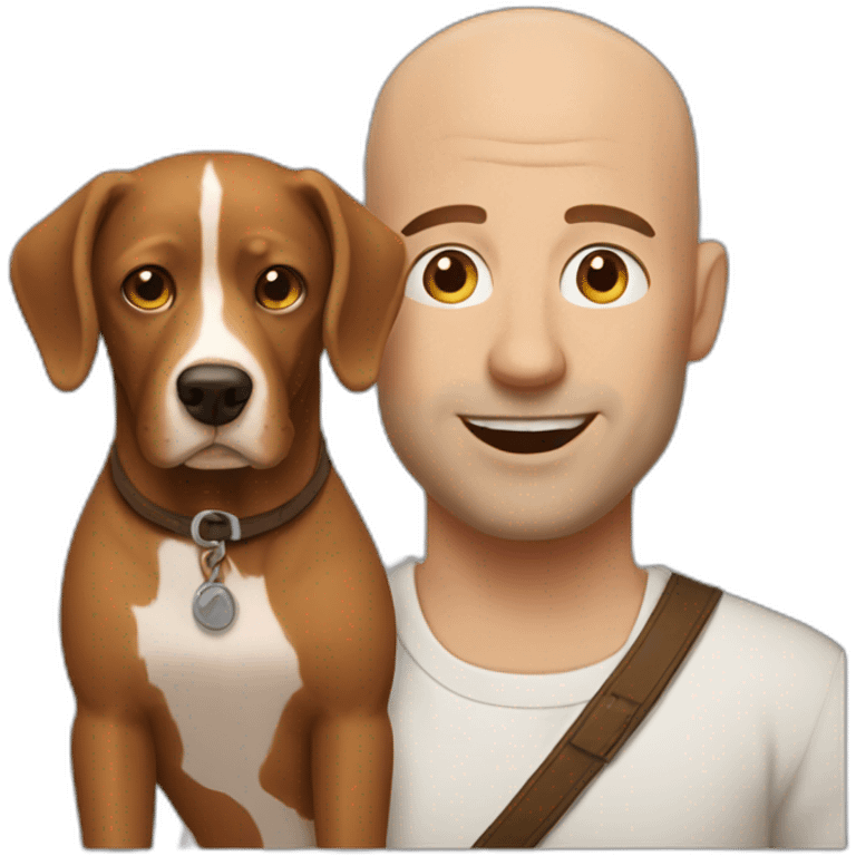 bald man with brown dog emoji