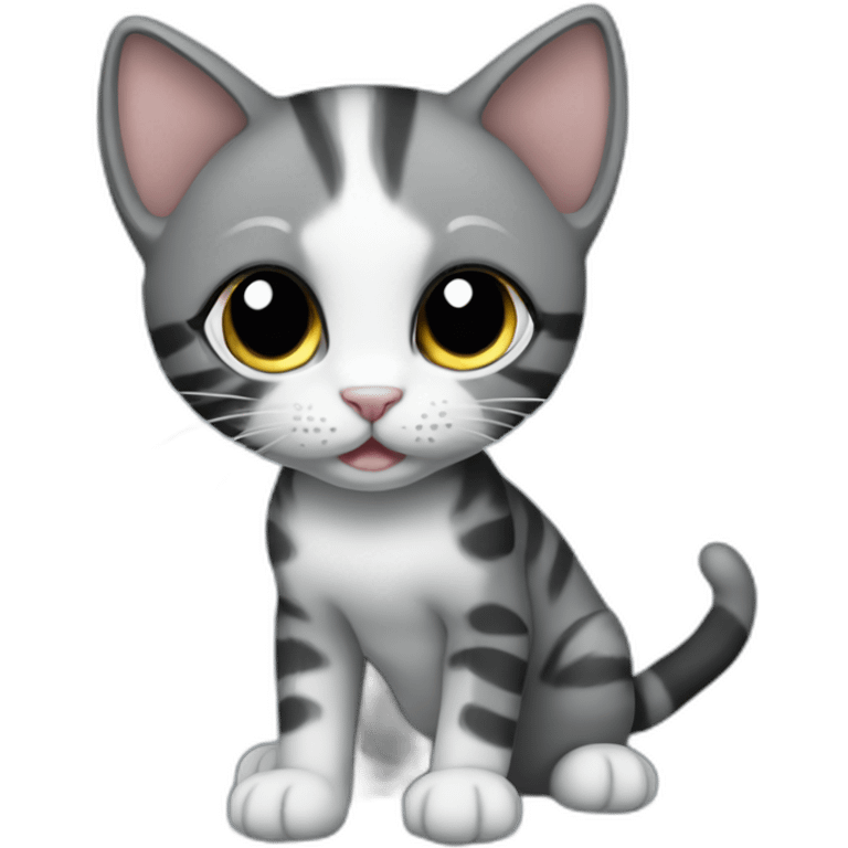 full body grey and black playful baby skinny cat emoji