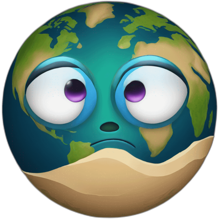 planet earth with esoteric face with one eye emoji