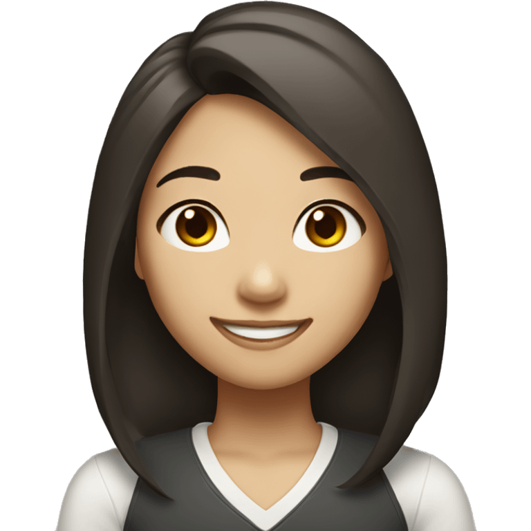 Asian girl with shoulder length dark brown hair smiling emoji