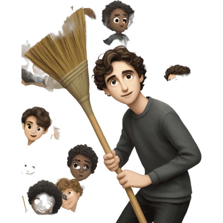 Timothy chalamet holding a broom emoji