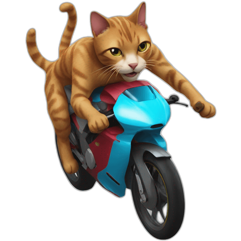 Cat racing Ironman with ears taped down emoji