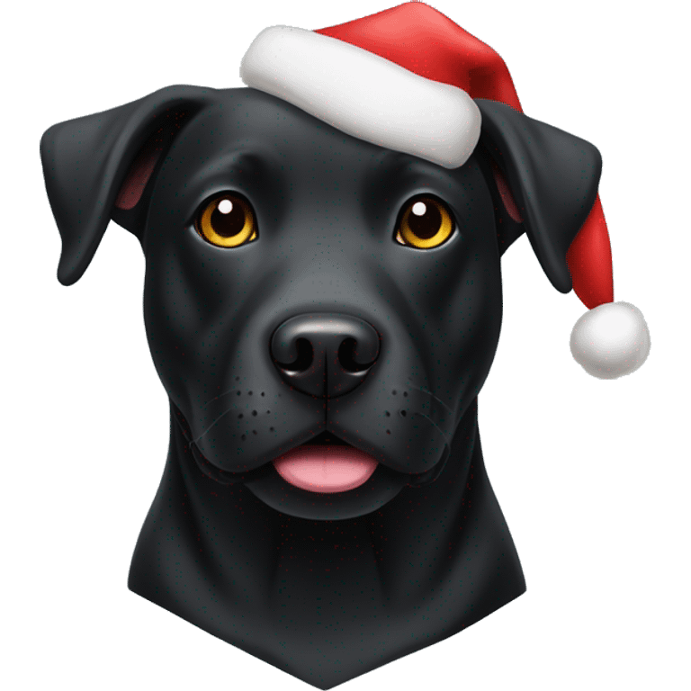 Black lab staffy mix with a Santa hat  emoji