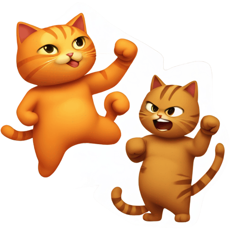 Orange cat and brown cat in a boxing fight emoji