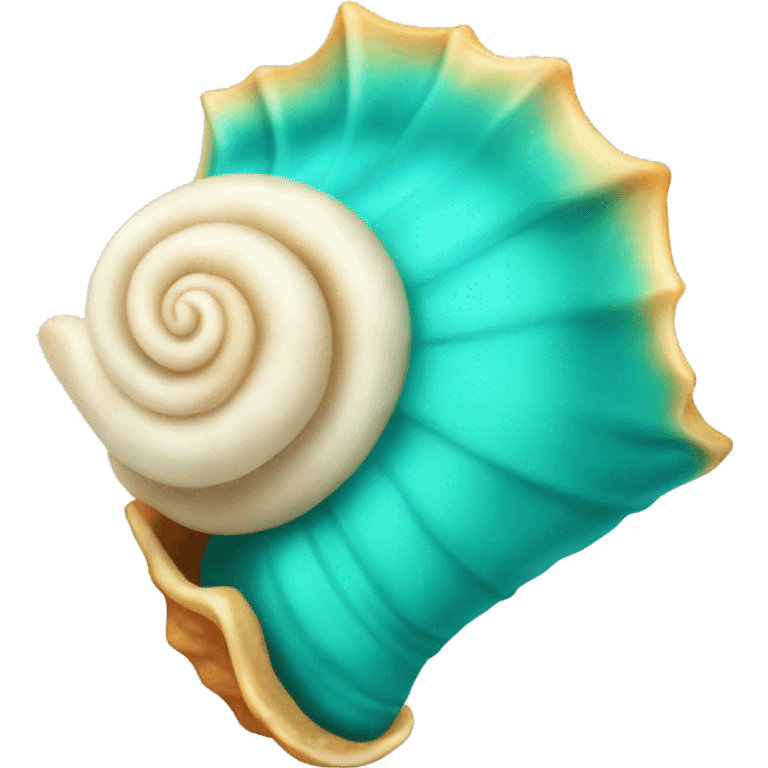 Punchy turquoise conch emoji