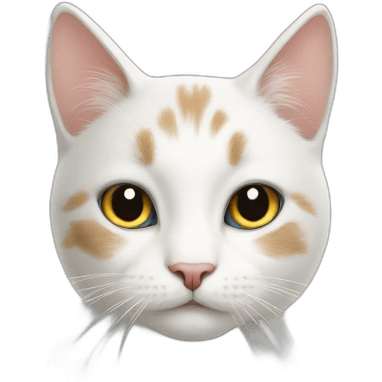 White cat with hors emoji