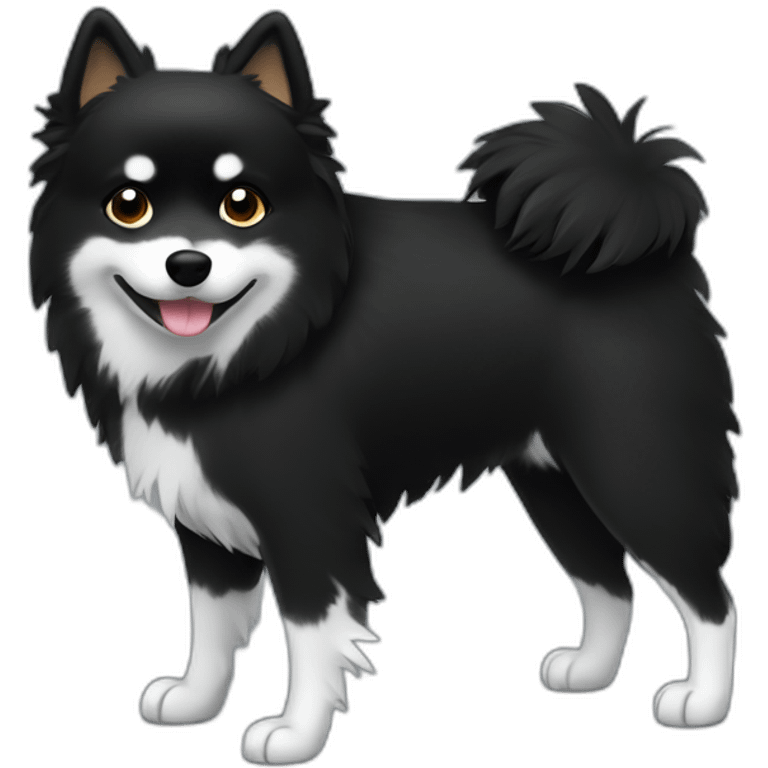 Little black spitz with bones emoji