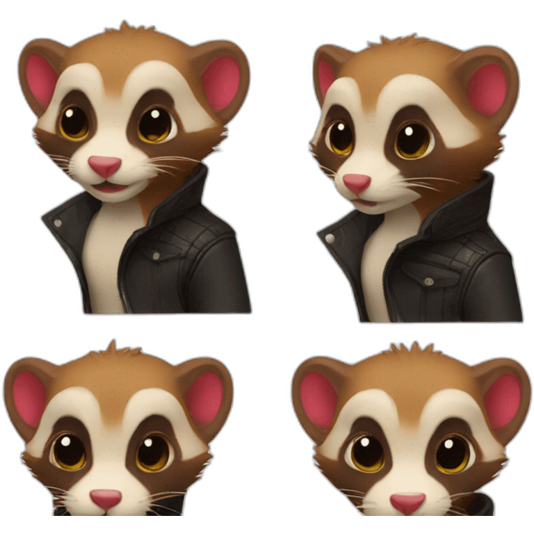 Red ferret wearing leather jacket  emoji