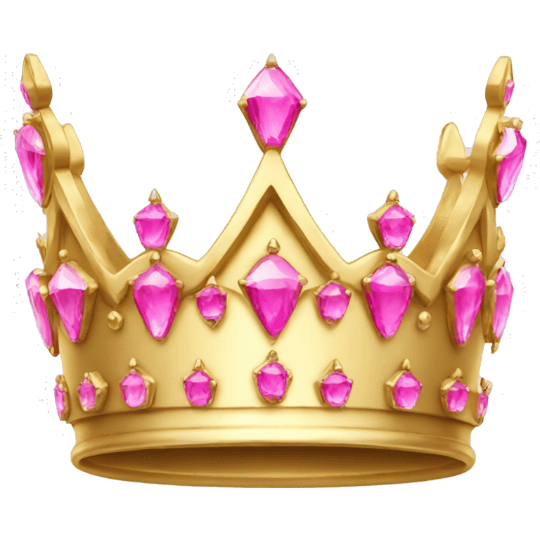 Gold crown with pink jewels isolated emoji