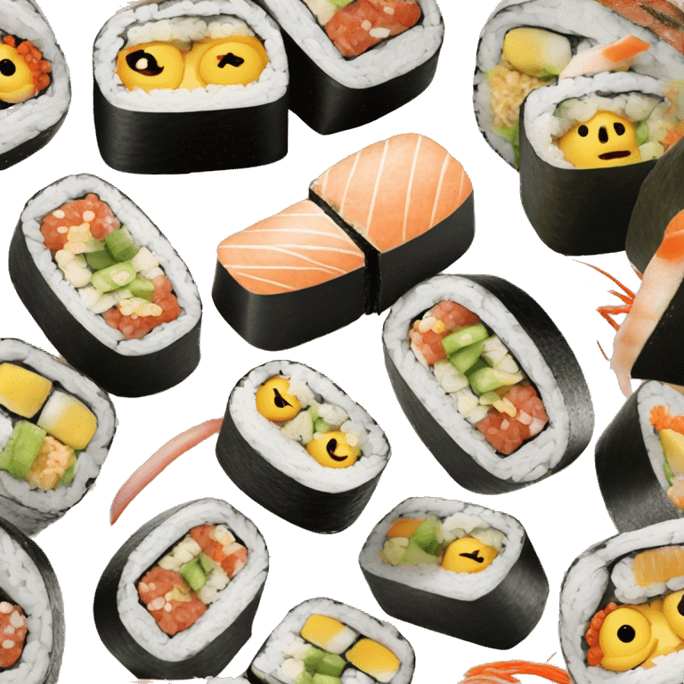 Inside out sushi with sesame on the outside emoji