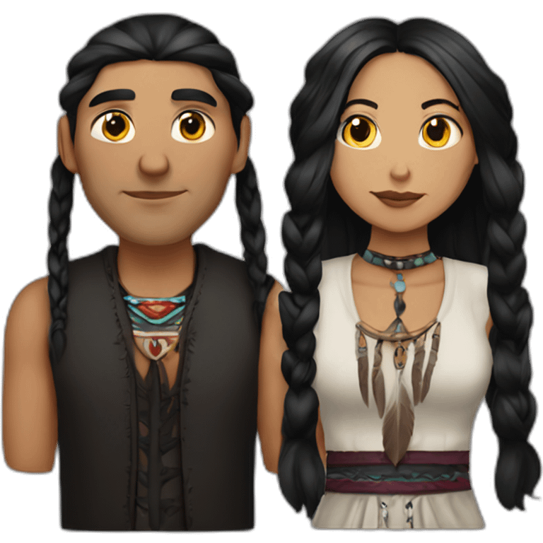 Native American husband with goth wife emoji