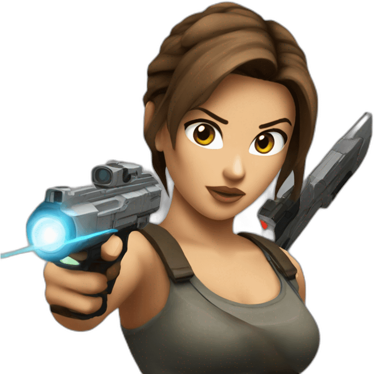 lara croft with saber laser emoji