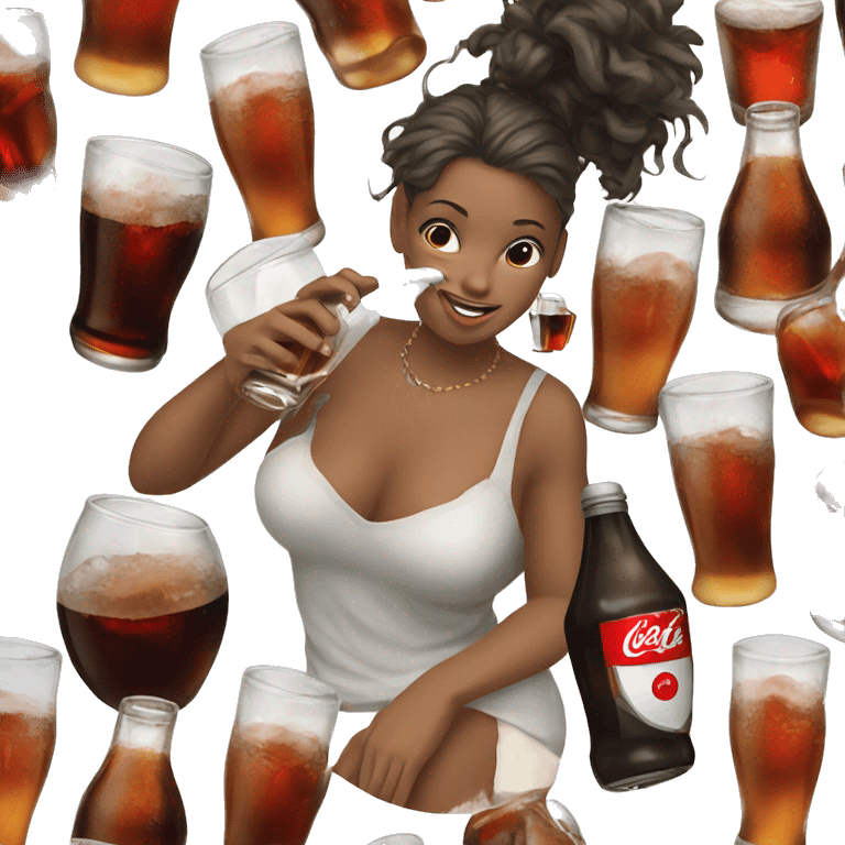 Girl drinking rhum and coke emoji