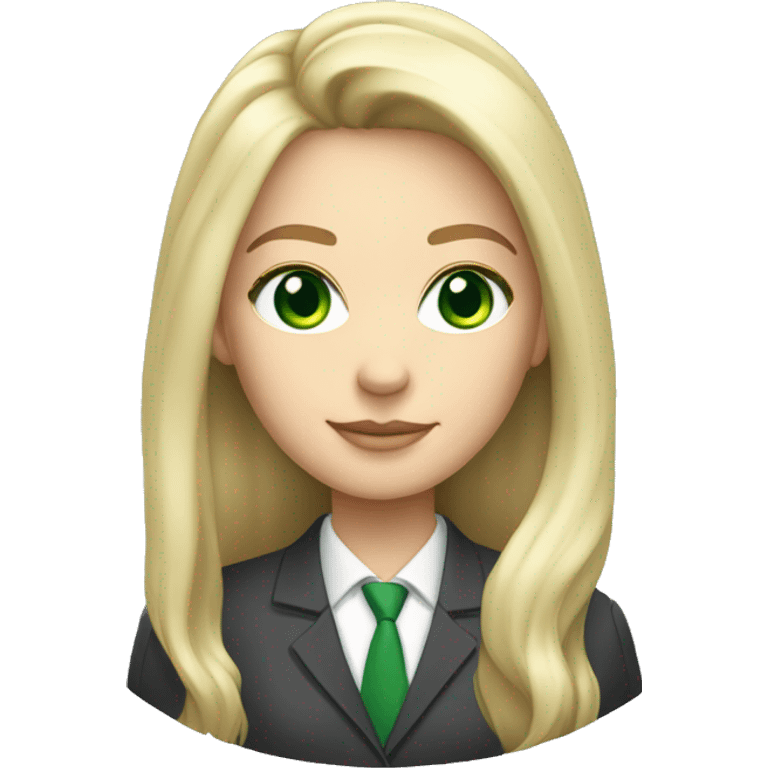 woman with white skin, long blond hair and green eyes in business suit emoji