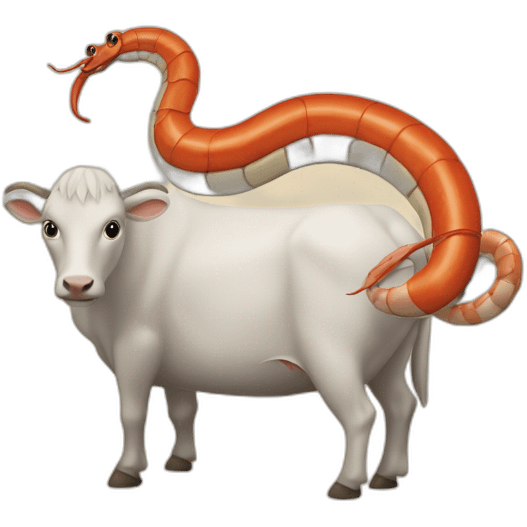 Serpent sur une vache à côté d’un crabe emoji