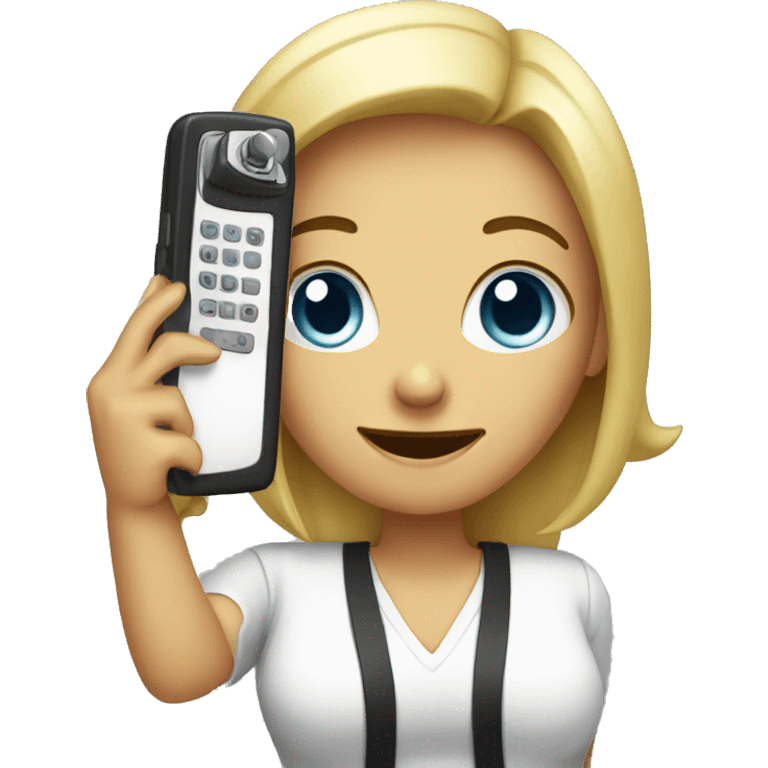 woman showing big phone emoji