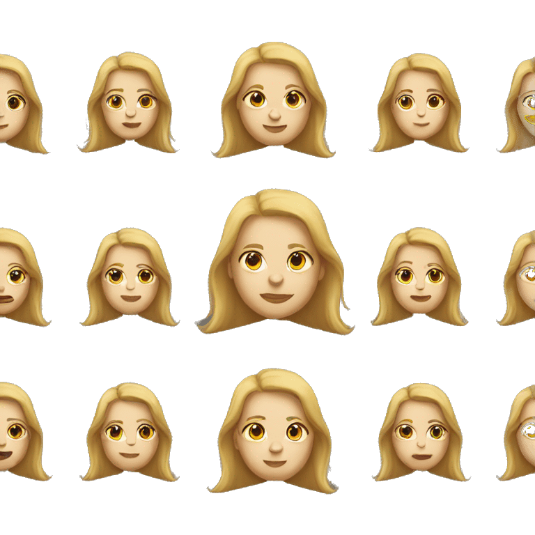 Facial obesity, female, with golden long hair, wearing a suit emoji