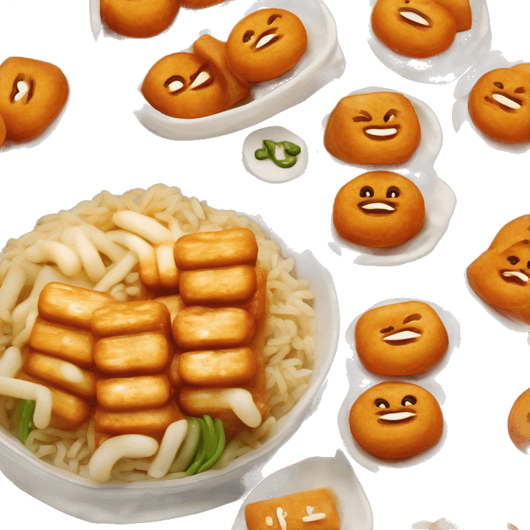 Yupdduk, or Yupgi Tteokbokki, is a popular spicy rice cake chain in South Korea. This dish consists of chewy rice cakes, fish cakes emoji