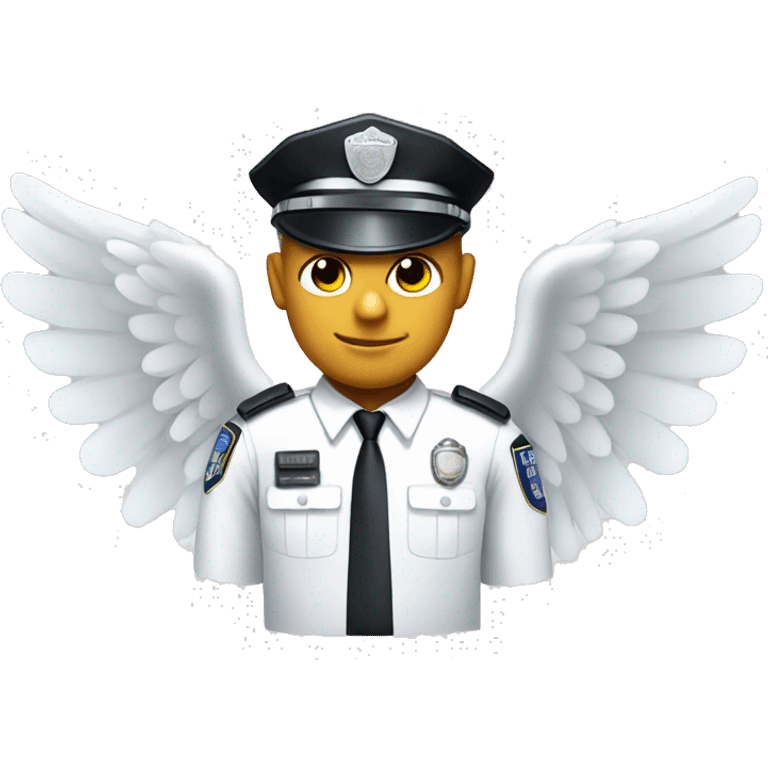 A White Police man with ANGEL WINGS emoji