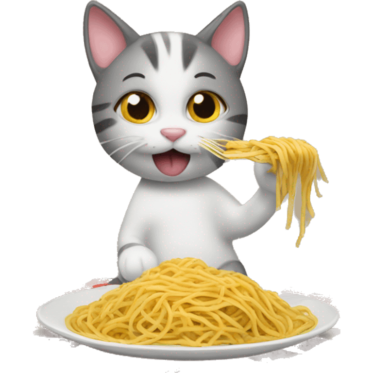 Cat eating spaghetti  emoji