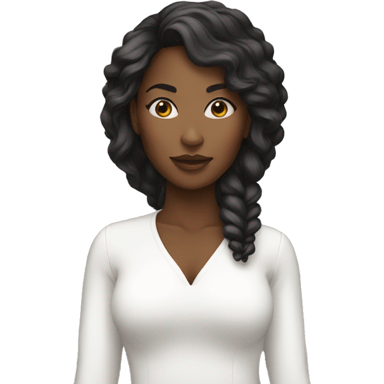 Black woman in a all white outfit emoji