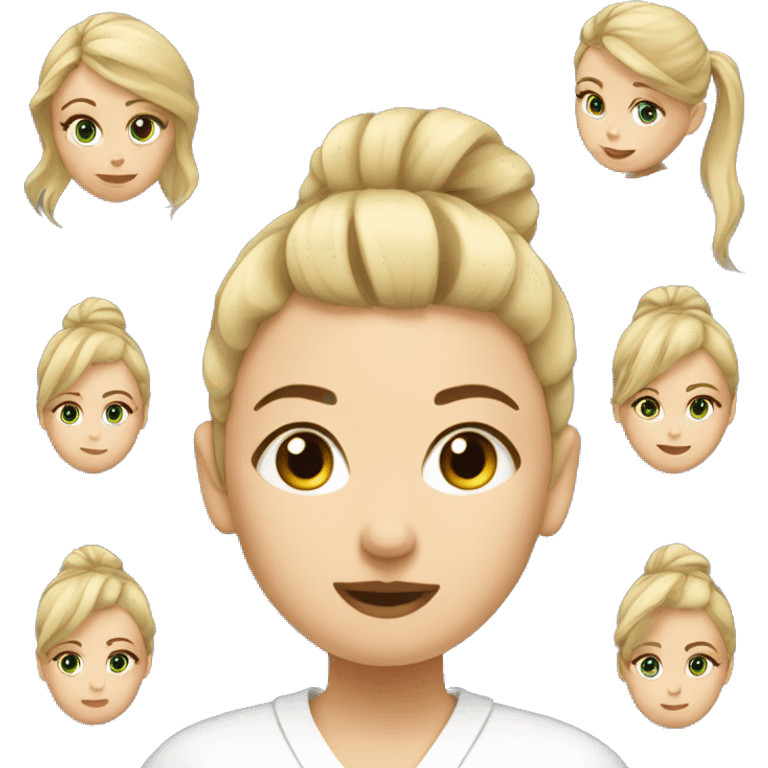 white, blonde messy bun, pediatric medical assistant emoji