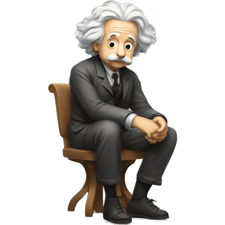 albert einstein sitting and in thinking position emoji