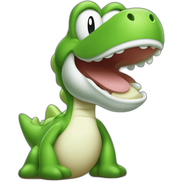 Yoshi with long tongue sticking out face only emoji