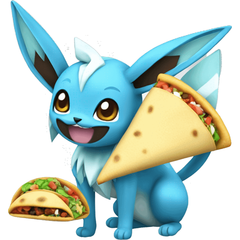 The Pokemon Glaceon eating a taco emoji