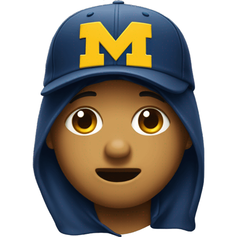 Crying face emoji wearing University of Michigan hat emoji