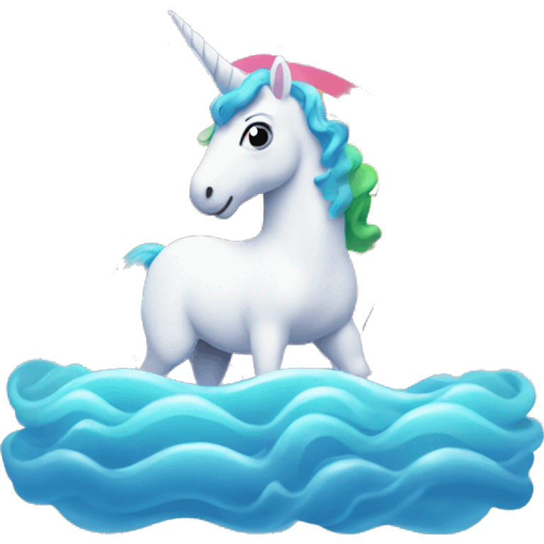 Unicornio en un arcoiris al lado del mar emoji